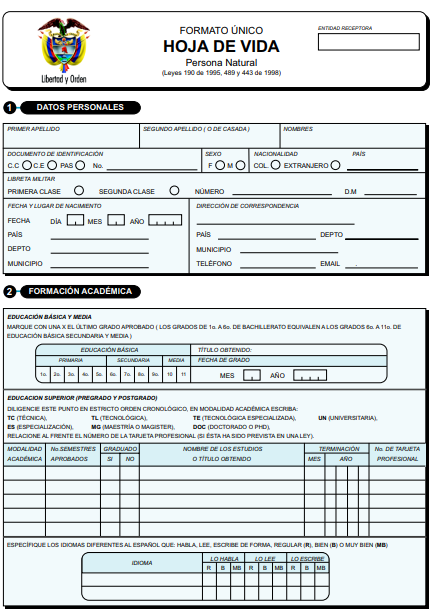 Formato Único de Hoja de vida Persona Natural