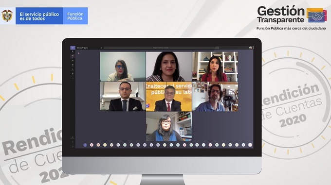 Captura de pantalla de la transmisión de la Audiencia de Rendición de Cuentas de Función Pública
