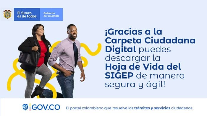 Imagen de promoción del programa Carpeta CIudadana donde se ve un hombre y una mujer caminando sonrientes