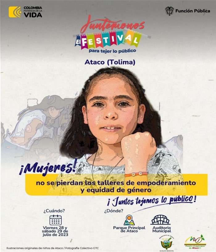 Imagen diseñada con el rostro de una niña y el texto “Juntémonos, el festival para tejer lo público” 