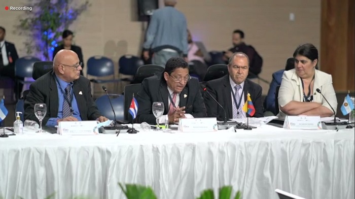 Sentado en la mesa principal, el director de Función Pública Nerio Alvis durante su intervención en el Foro Iberoamericano sobre Mecanismos de Implementación de la Agenda 2030