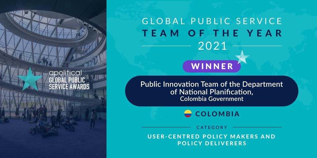 El Departamento Nacional de Planeación ha ganado el Global Public Service Team of the Year Award 2021 