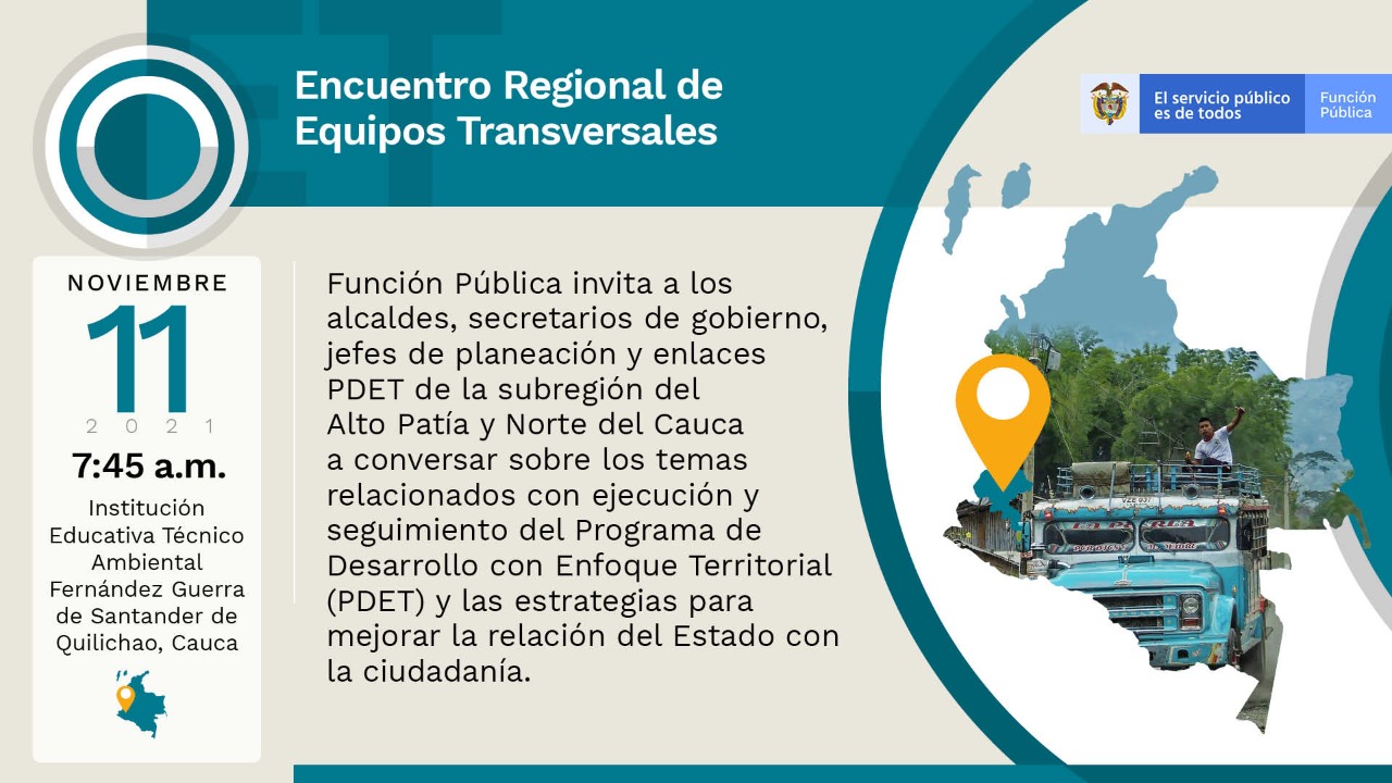 Atención | Encuentro Regional de Equipos Transversales en la Feria Acércate de Santander de Quilichao, Cauca | 11 de noviembre a partir de las 8:00 a.m.