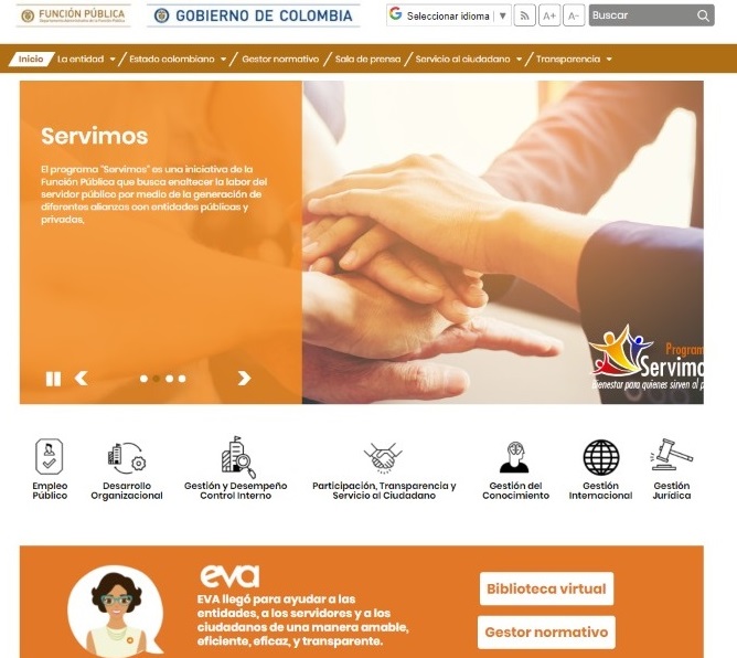 Pantallazo del nuevo sitio web de Función Pública